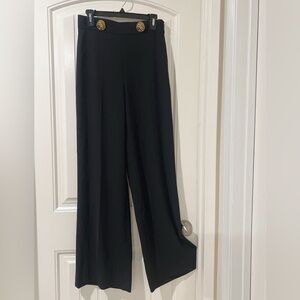 Zara Elegant Black Wide-Leg Pants with gold Buttons Black size S